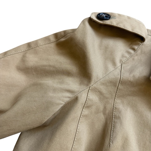 Burberry London Cropped Trench Jacket S Tan Cotton Italy Made Double Breasted - Picture 4 of 10